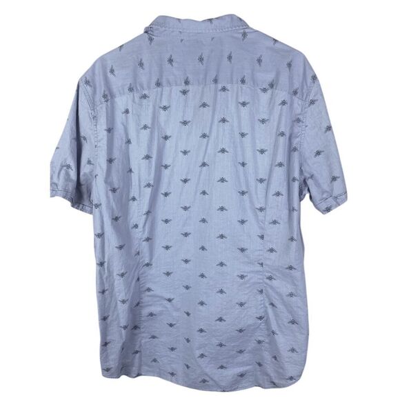 John Varvatos Mens Light Blue Short Sleeve Bee Printed Button-Down Shirt Size XL - Picture 4 of 4